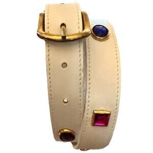▶️ Capezio ◀️ 80’s White Colorful Rhinestone belt. SEE VIDEO CLIP 😦